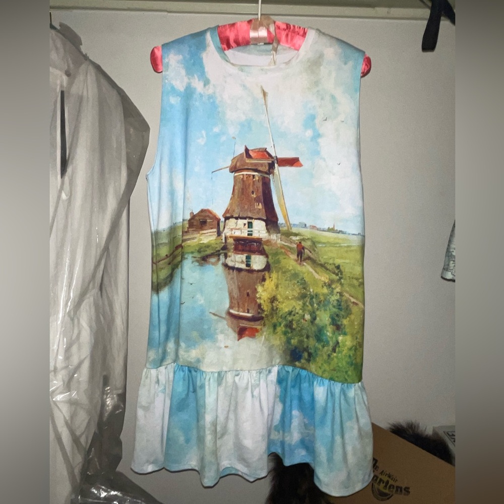 black milk tunic length windmill dress with ruffled bottom size M